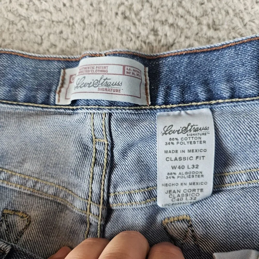 Levis Signature Jeans Mens 38x30* Denim Light Wash Classic Straight Vintage Y2K